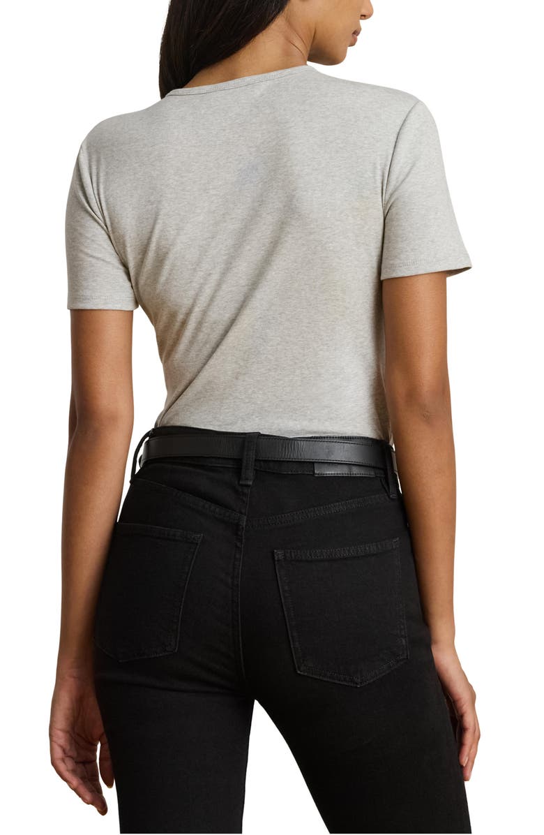 Lauren Ralph Lauren Refined Rib Stretch Cotton T-Shirt, Alternate, color, Pearl Grey Heather
