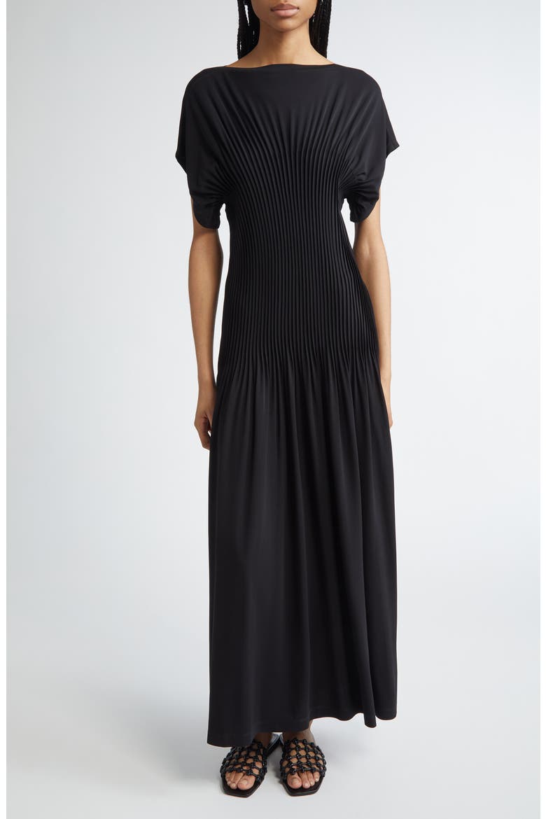 knife pleat dress Ripe Maternity Knife Pleat Round Neck Dress