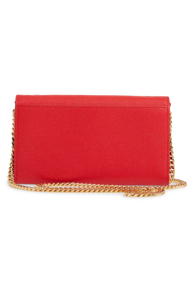 Monogram Motif Leather Wallet with Detachable Strap, Alternate, color, BRIGHT RED