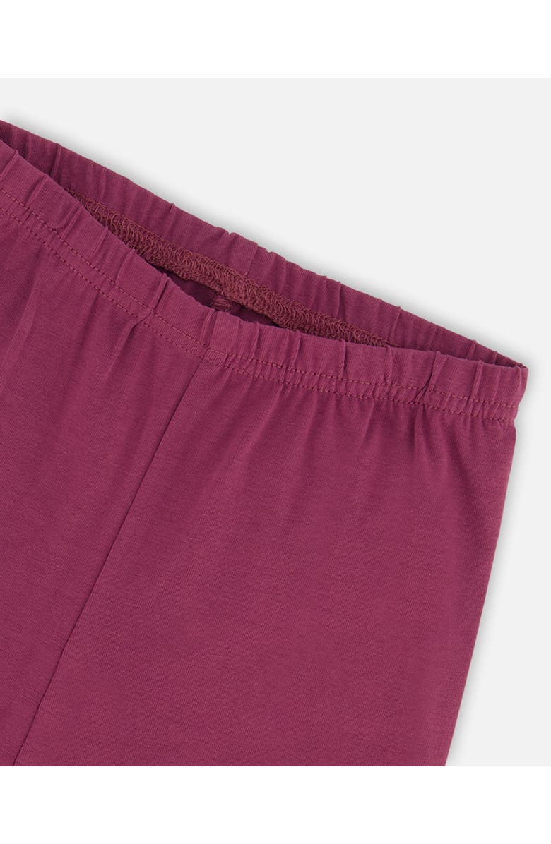 Deux par Deux Little Girl's Stretch Leggings With Print Burgundy, Alternate, color, 