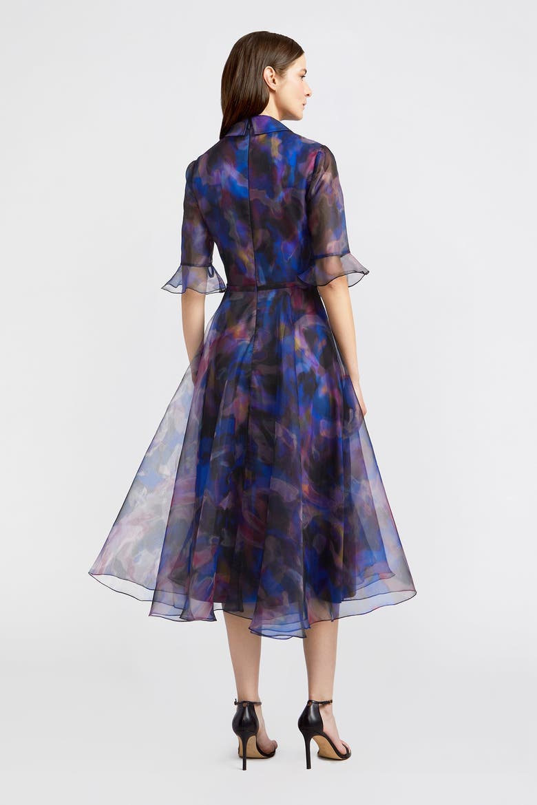 Colette Shirt Button Down Organza Dress, Alternate, color, Shadow Aura