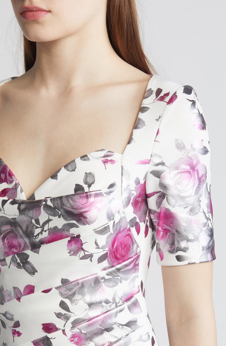 Black Halo Amandalee Floral Satin Cocktail Sheath Dress, Alternate, color,