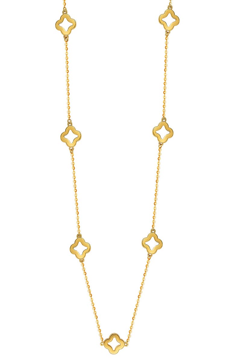 SUZY LEVIAN 14K Yellow Gold Pavé Diamond Clover Station Chain Necklace - 0.63ct., Alternate, color,