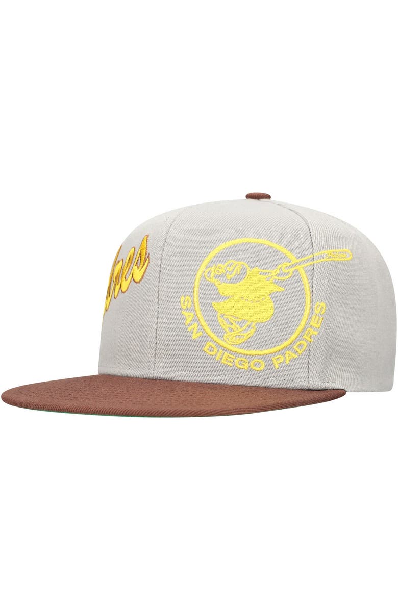 Mitchell & Ness Men's Mitchell & Ness Gray/Brown San Diego Padres Knock Out Panel Snapback Hat, Main, color, Gray