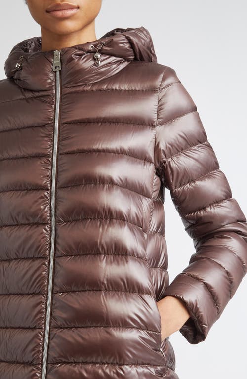 Herno Shiny Nylon Hooded Down Puffer Jacket In Brown
