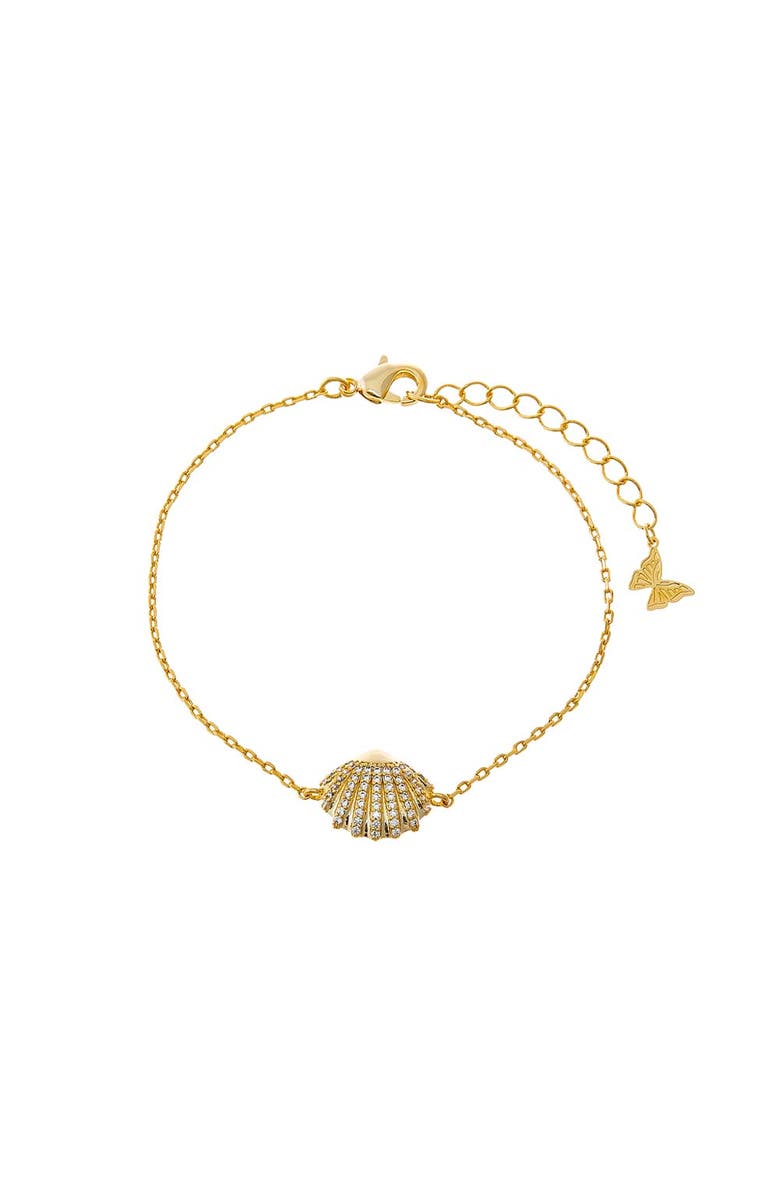 BY ADINA EDEN Pavé Seashell Bracelet, Main, color, Gold