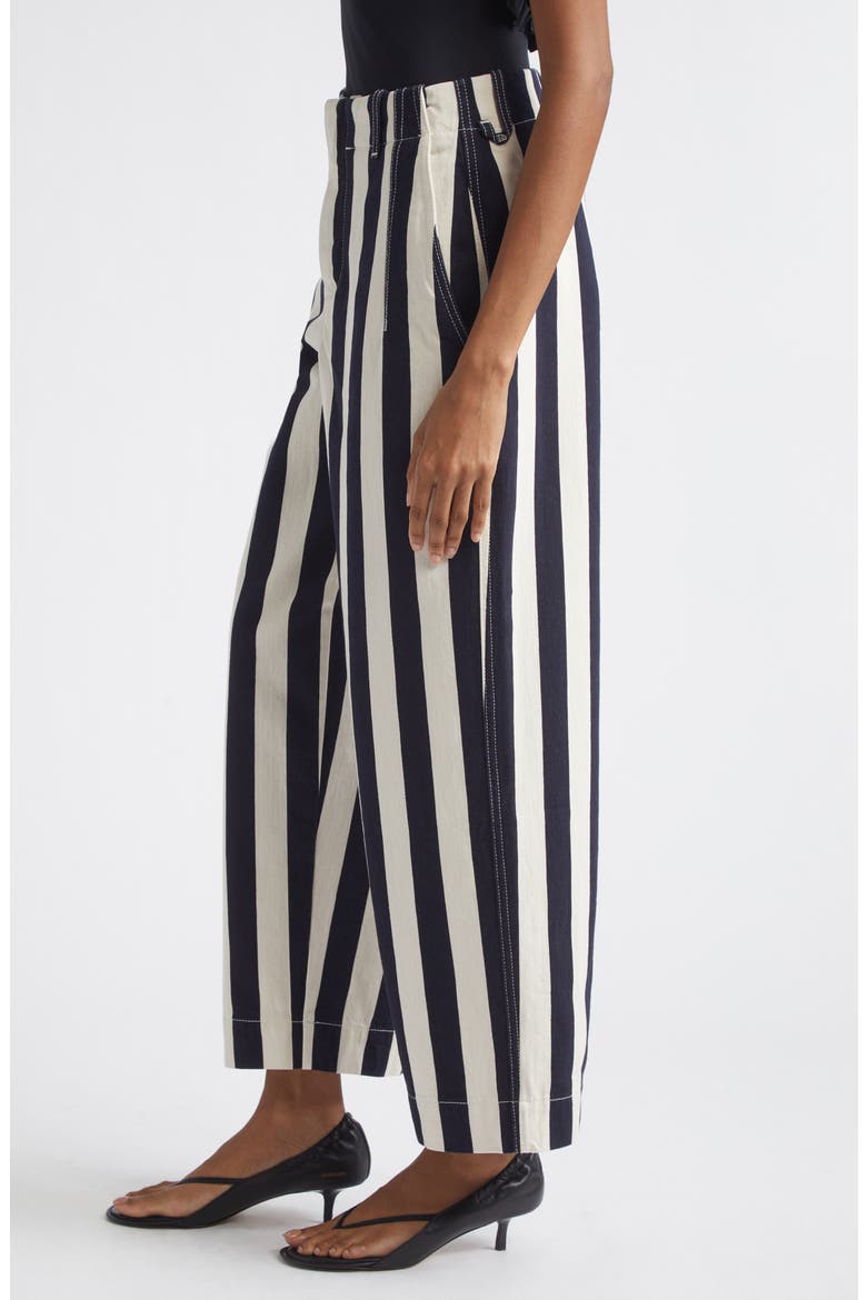 Le de-Nîmes Parasol Crop Straight Leg Jeans, Alternate, color, NAVY/ WHITE BIG STRIPE