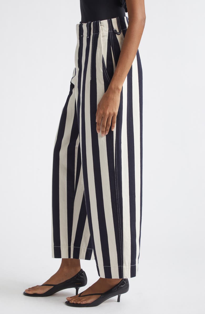 Jacquemus Le de-Nîmes Parasol Crop Straight Leg Jeans, Alternate, color, Navy/ White Big Stripe