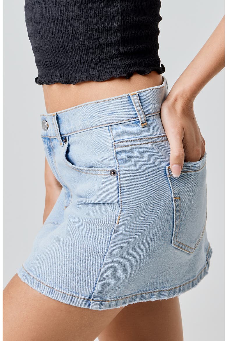 Denim Miniskirt, Alternate, color, LIGHT WASH