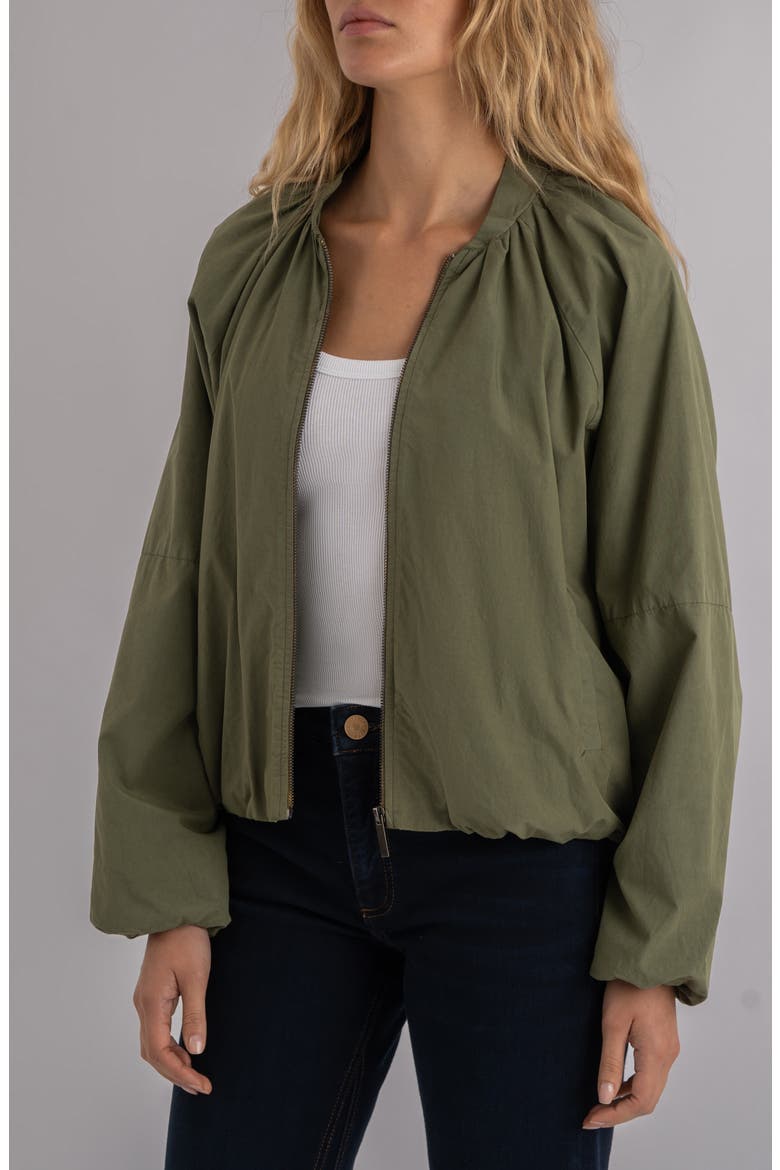 Lainey Ruched Bomber Jacket, Alternate, color, CEDAR GREEN