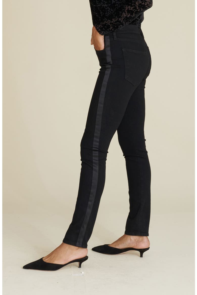 Emma Skinny Satin Stripe Jeans, Alternate, color, ONYX