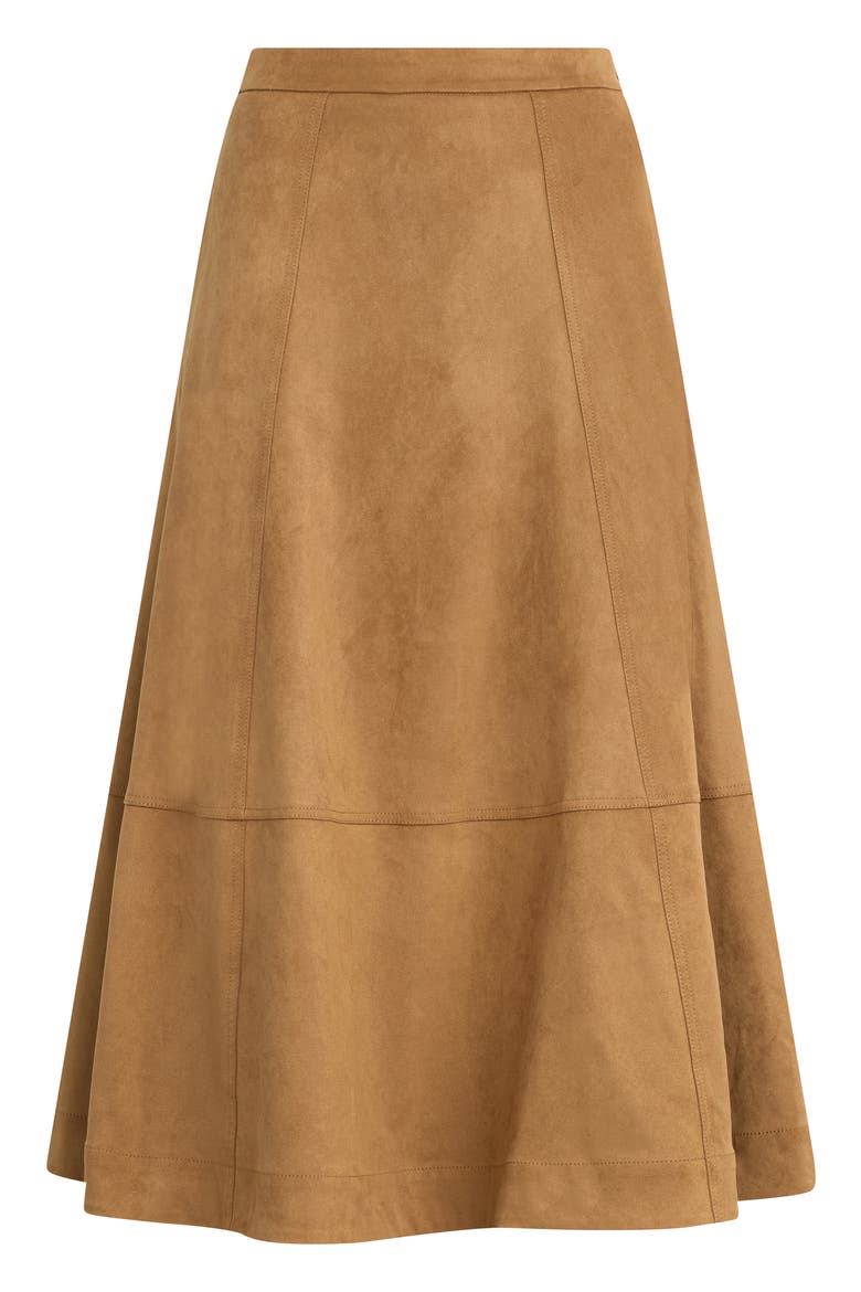 The Aspen Faux Suede Midi Skirt, Alternate, color, CAMEL