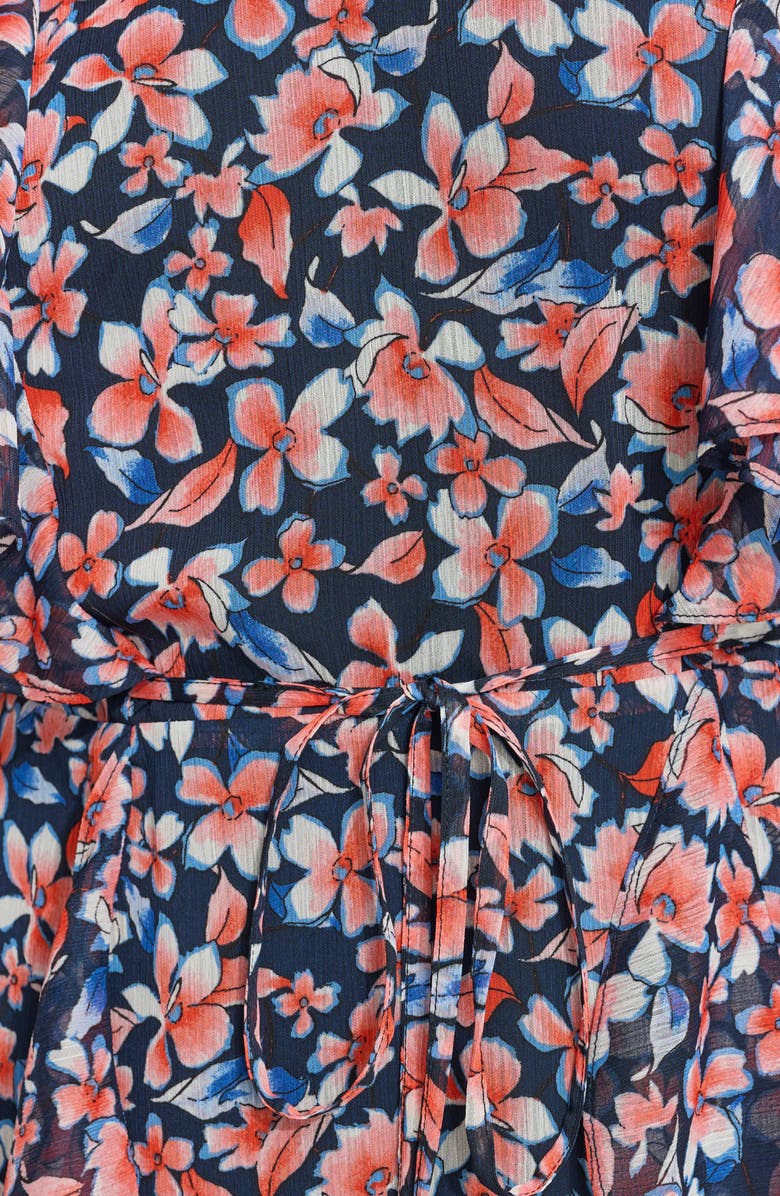 Tommy Hilfiger Floral Flutter Sleeve Chiffon Fit & Flare Dress, Alternate, color,