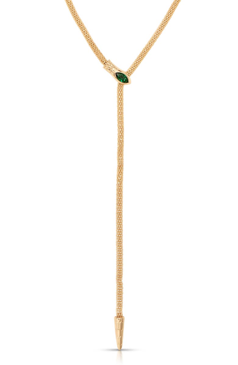 Ettika Serpentina Lariat Necklace, Main, color, Green