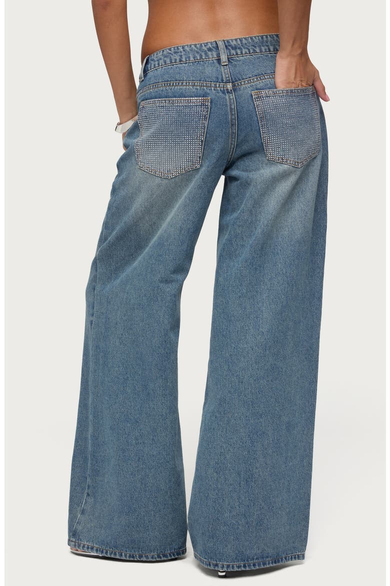 Rhinestone Low Rise Wide Leg Jeans, Alternate, color, LIGHT-BLUE-WASHED