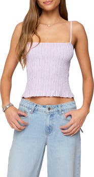 EDIKTED Leela Stripe Smocked Tank