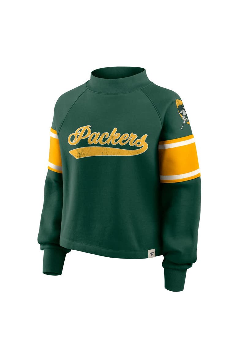 Women's Fanatics Green Green Bay Packers Oversized Hometown Toss Sweep Mock Neck Pullover, Alternate, color, Green