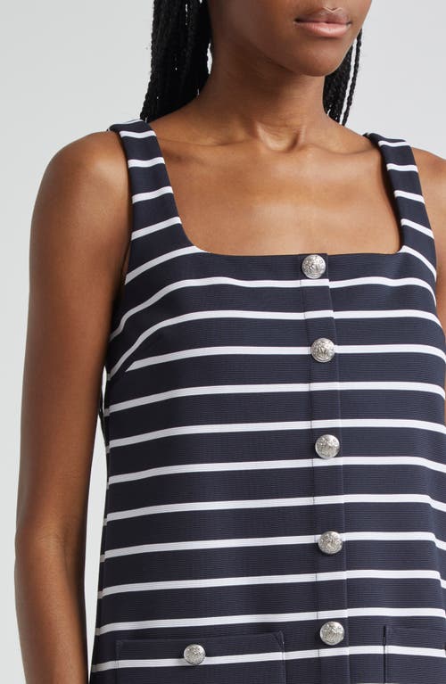 Veronica Beard Tibbie Stripe Knit Minidress In Navy/white