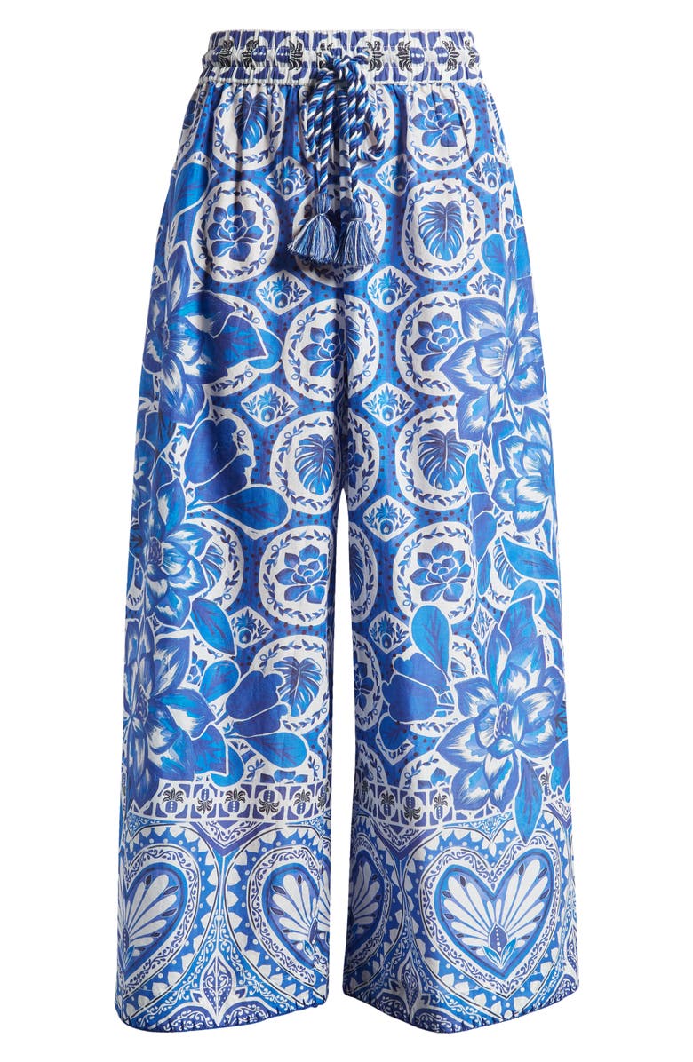 FARM Rio Tile Dream Wide Leg Cover-Up Cotton Pants, Alternate, color, 
