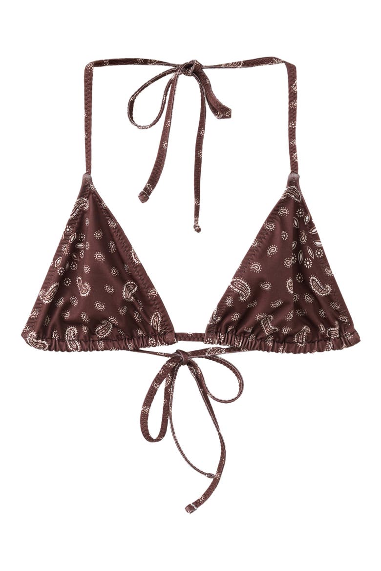 Paisley Triangle Bikini Top, Main, color, BROWN