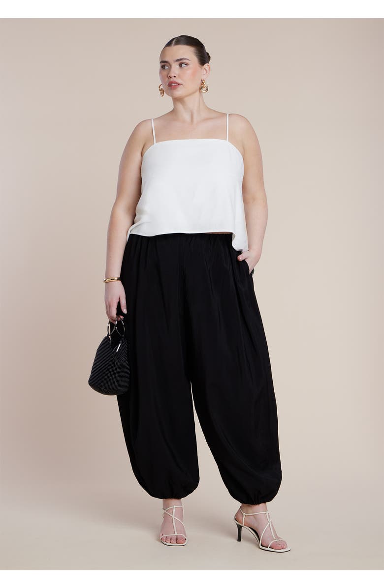 ELOQUII Cascading Linen Crop Top, Alternate, color, Coconut Milk