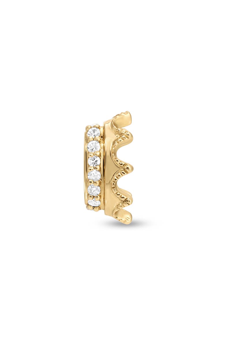 Pavé Diamond Crown Mini Bead Charm, Main, color, YELLOW GOLD