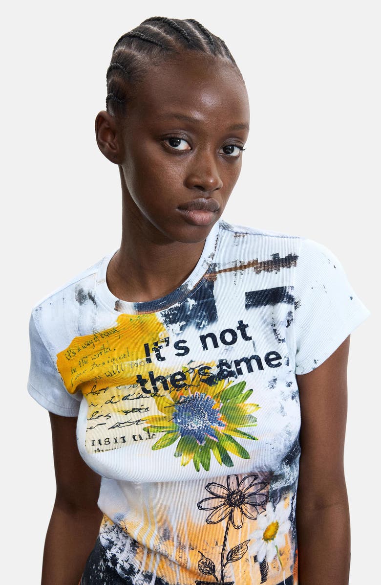 Desigual Rib Top, Alternate, color, White