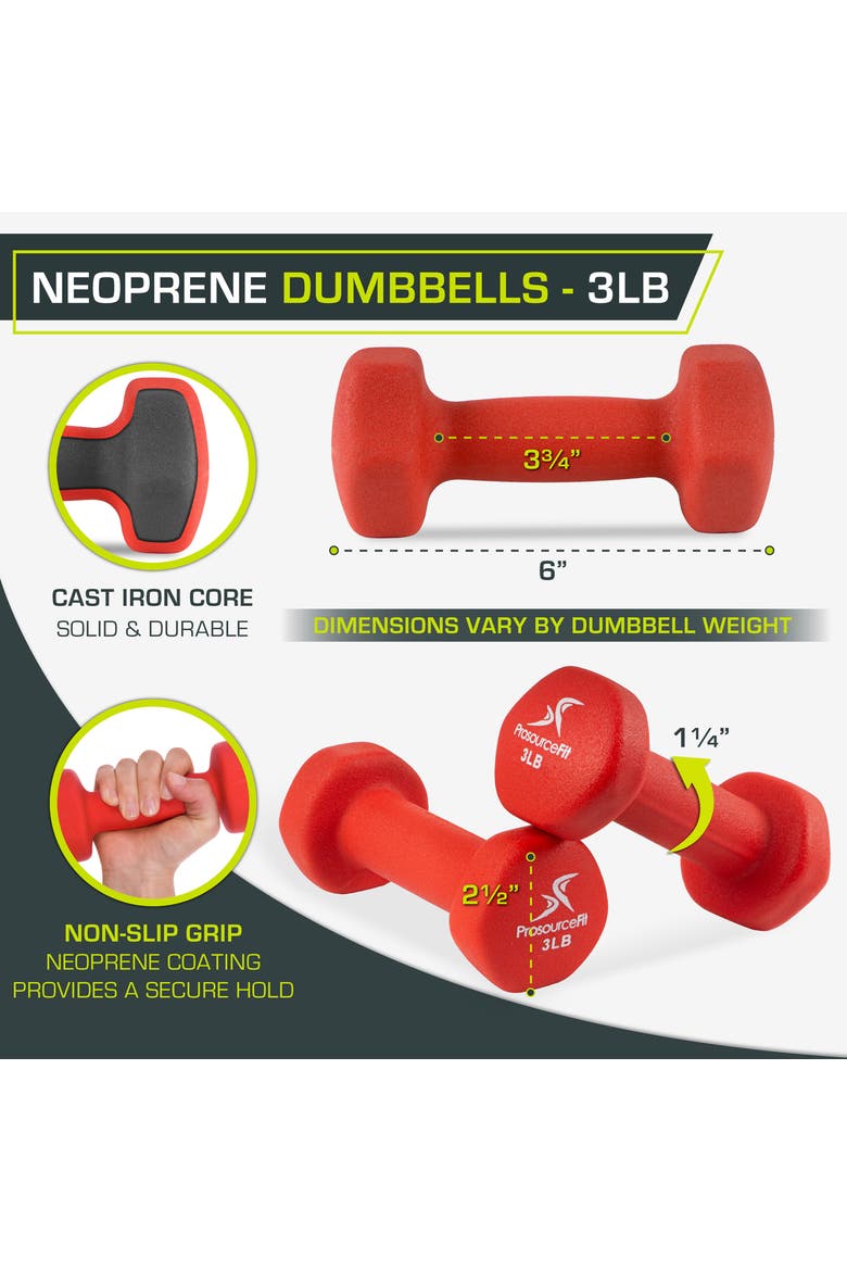 Neoprene Dumbbells, Pair, Alternate, color, 3 lb