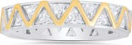 Queen Jewels Two-Tone Cubic Zirconia Zigzag Eternity Band Ring