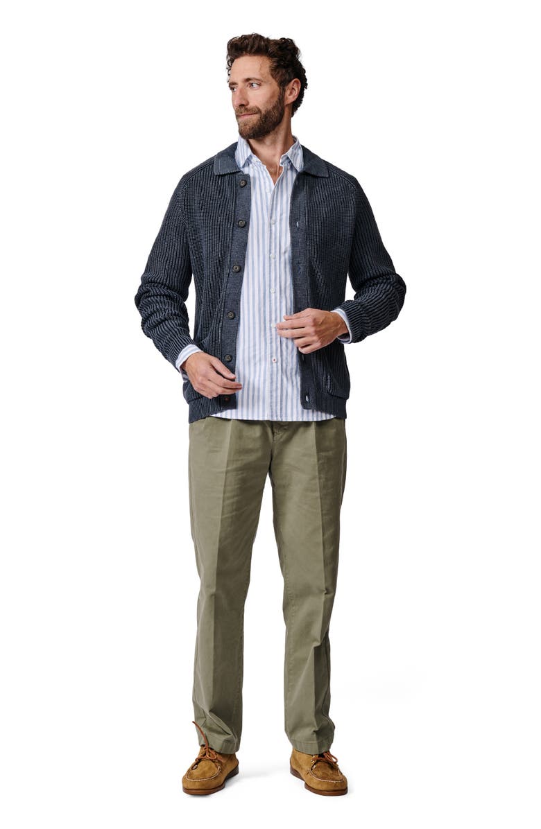 Aubin Martin Long Sleeve Collared Cardigan, Alternate, color, Navy