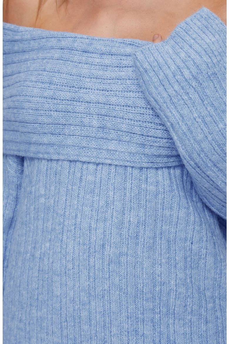 Snowie Off the Shoulder Sweater, Alternate, color, BLUE