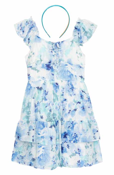 Speechless Kids' Watercolor Print Dress & Headband