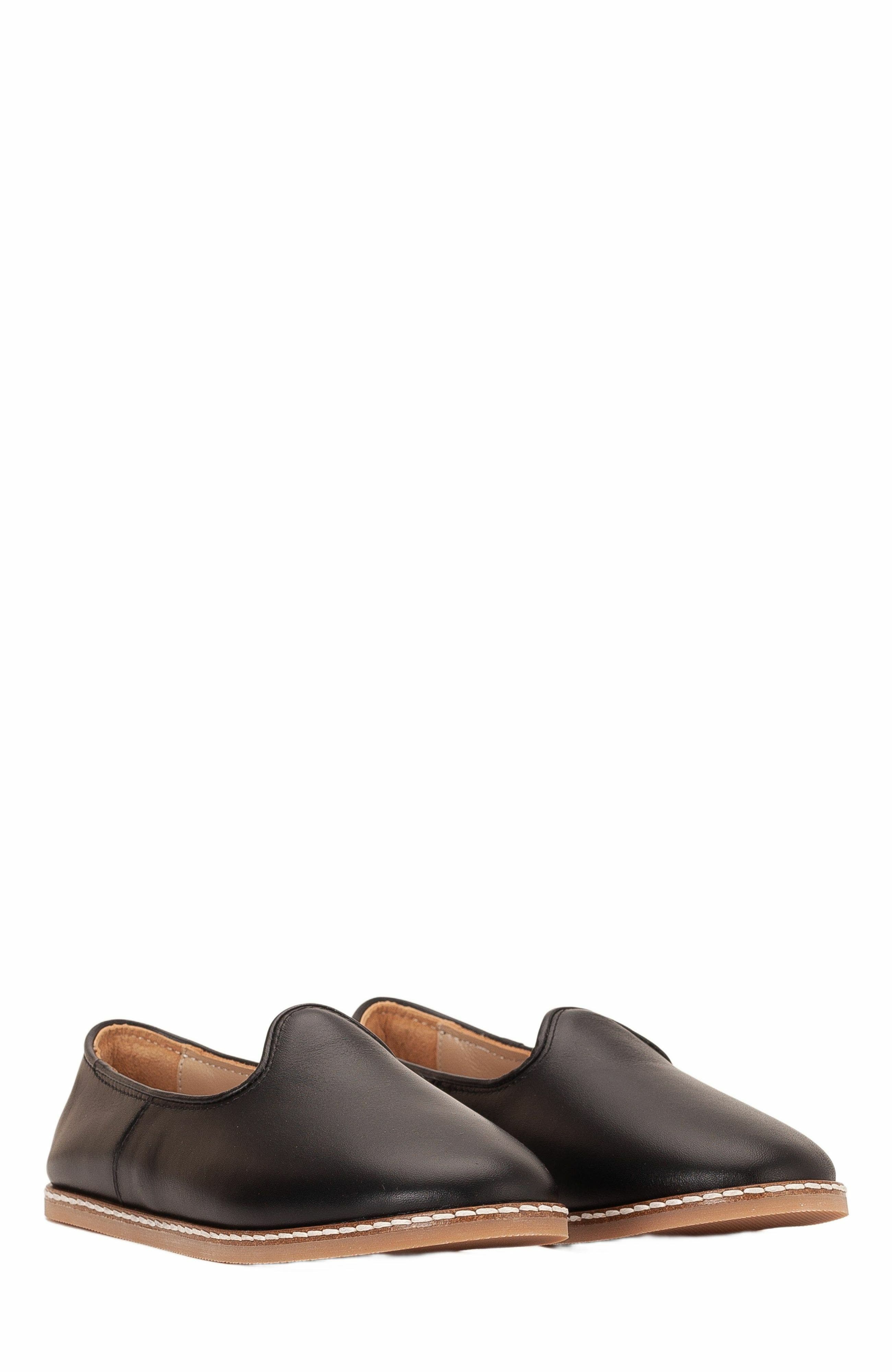 Forever 
Always Shoes Dalya Leather Slip On Flats, Alternate, color, Black Leather