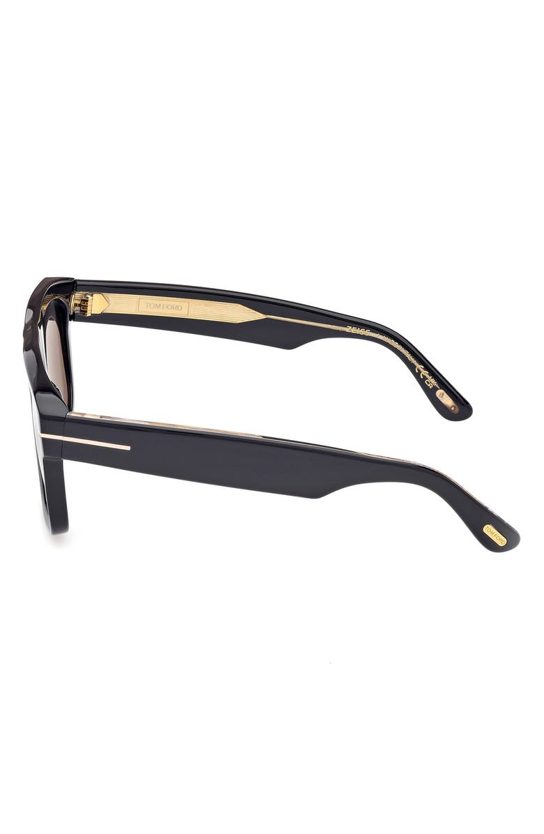 TOM FORD Icon 56mm Pilot Sunglasses, Alternate, color, Black/ Crystal/ Smoke Lenses