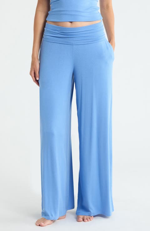 Rib Foldover Waist Pajama Pants