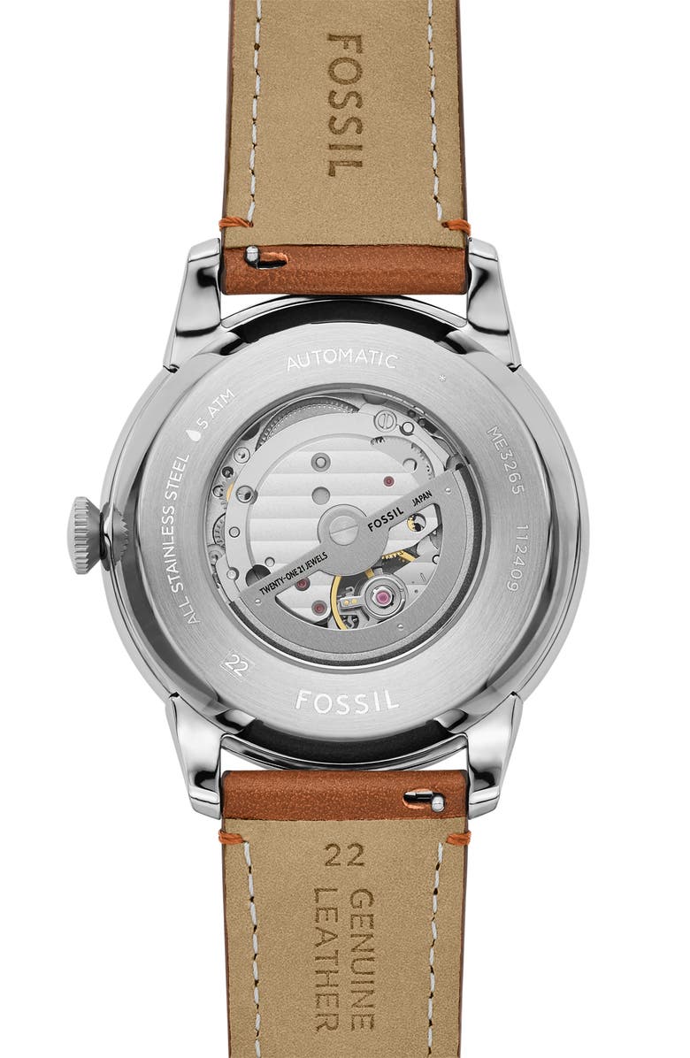 Fossil Townsman Automatic Leather Strap Watch, 44mm, Alternate, color, 