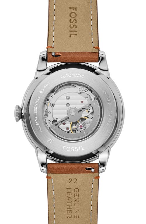 Fossil Men's Townsman Automatic Brown Leather Watch, 44mm