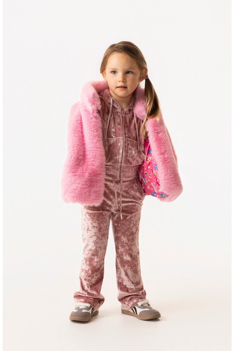 Kids' Sadie Faux Fur Coat, Alternate, color, PINK