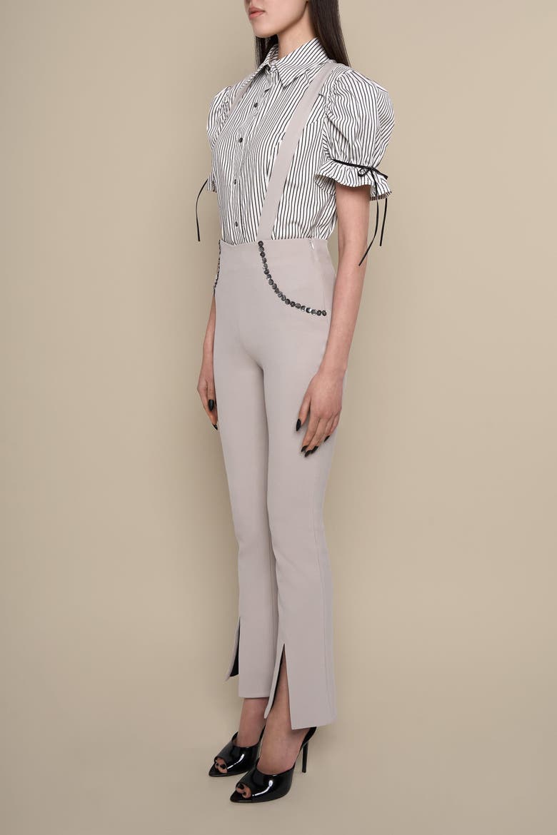 Ginny Slim-Fit Flared Removable Suspender Trousers, Alternate, color, Grey