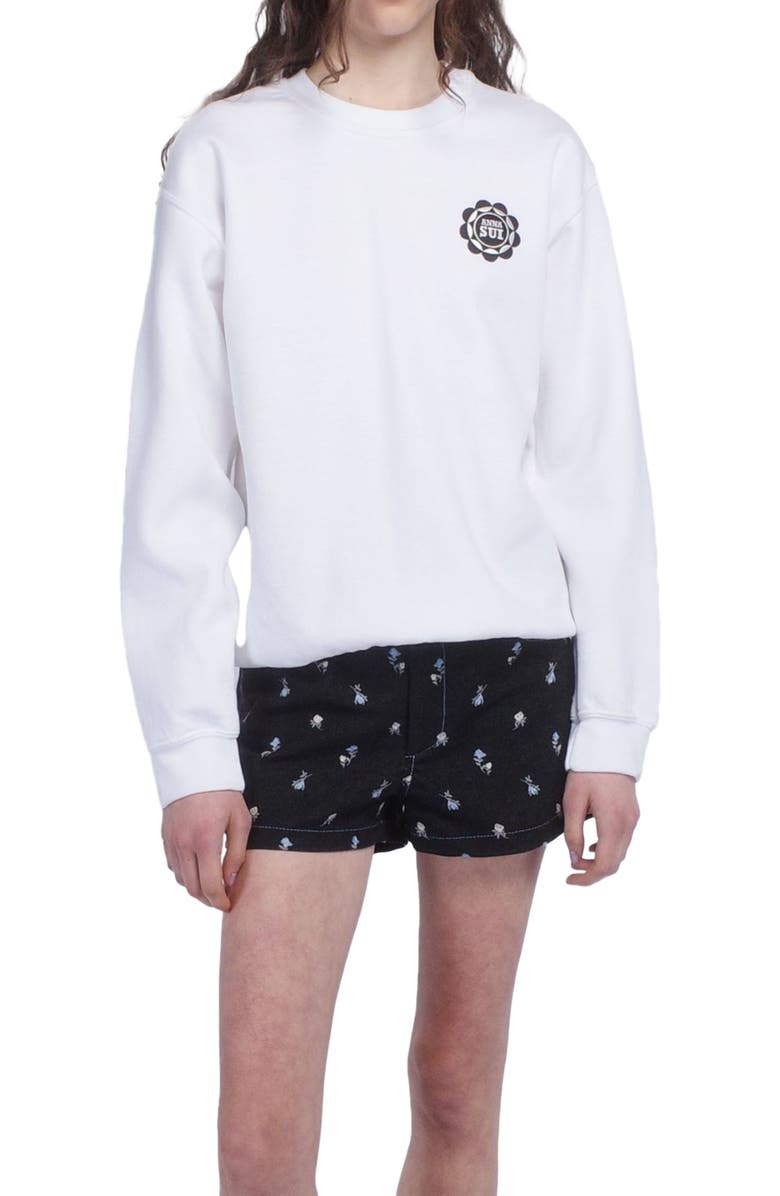 Anna Sui Wings Crew Neck Sweatshirt, Alternate, color, White