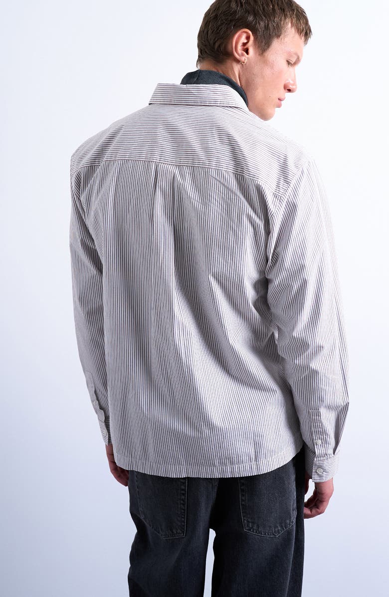 Topman Relaxed Fit Stripe Cotton Button-Up Shirt, Alternate, color, Ecru Multi