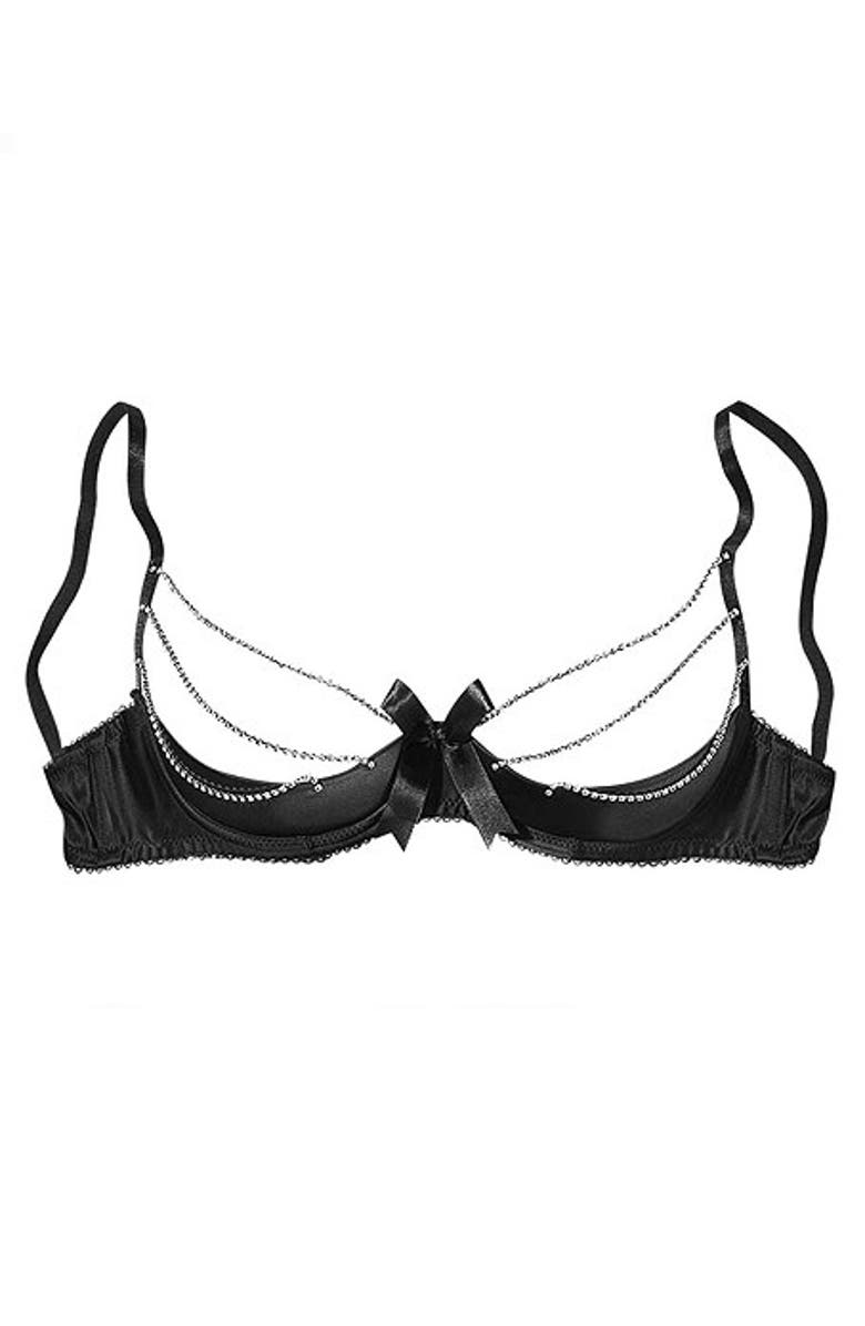 LASCANA Women's Sexy Chain Bow Shelf Bra, Main, color, Black