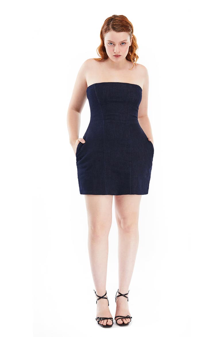 Marigold Denim Dress, Alternate, color, Dark Denim