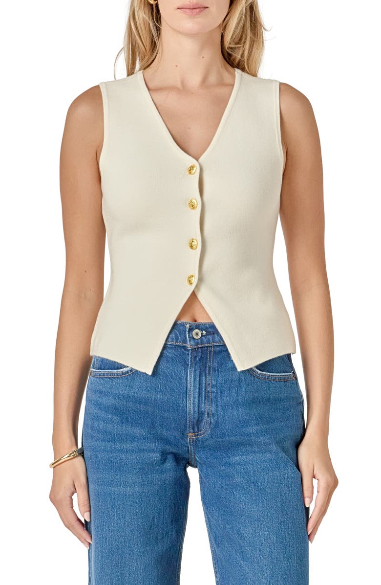 English Factory Button-Up Vest, Main, color, Cream