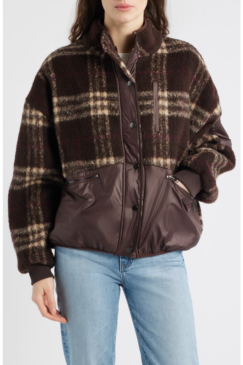 Lucien Leopard Mixed Media Jacket, Alternate, color, LATTE BROWN