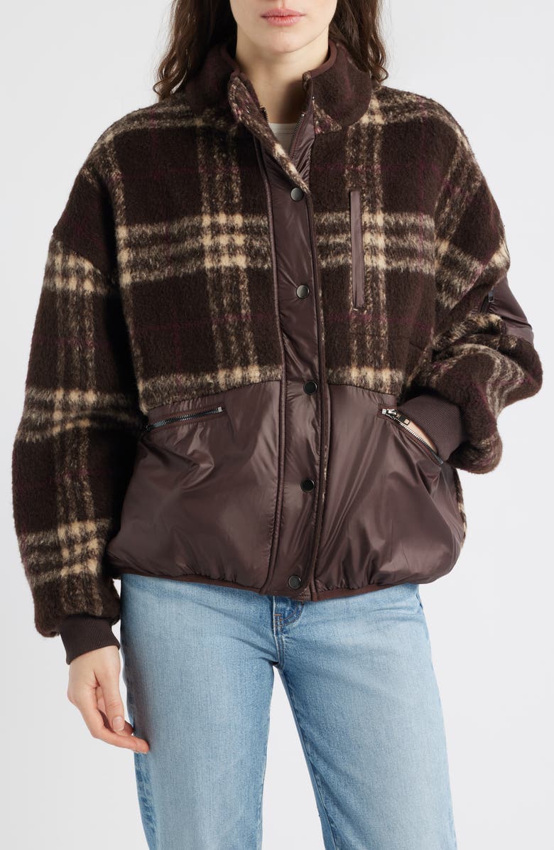 dRA Lucien Leopard Mixed Media Jacket, Alternate, color, Latte Brown