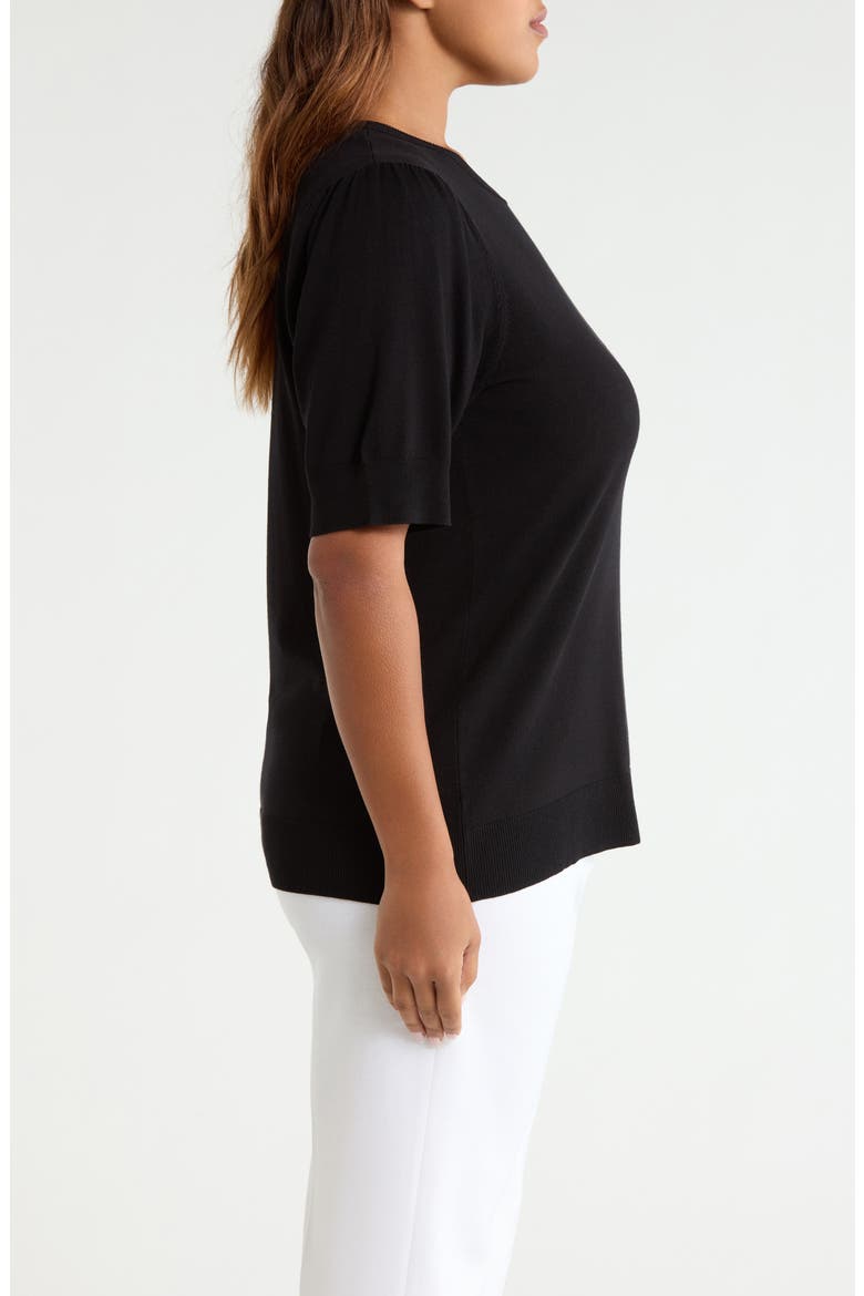 Short Puff Sleeve Sweater, Alternate, color, ANNE BLACK