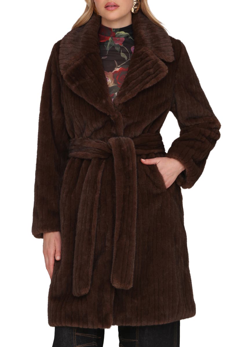 Avec Les Filles Faux Fur Belted Coat, Alternate, color, Mink