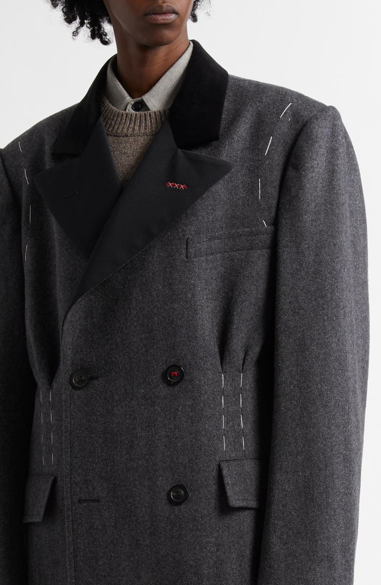 Maison Margiela Work in Progress Wool Herringbone Topcoat, Alternate, color,