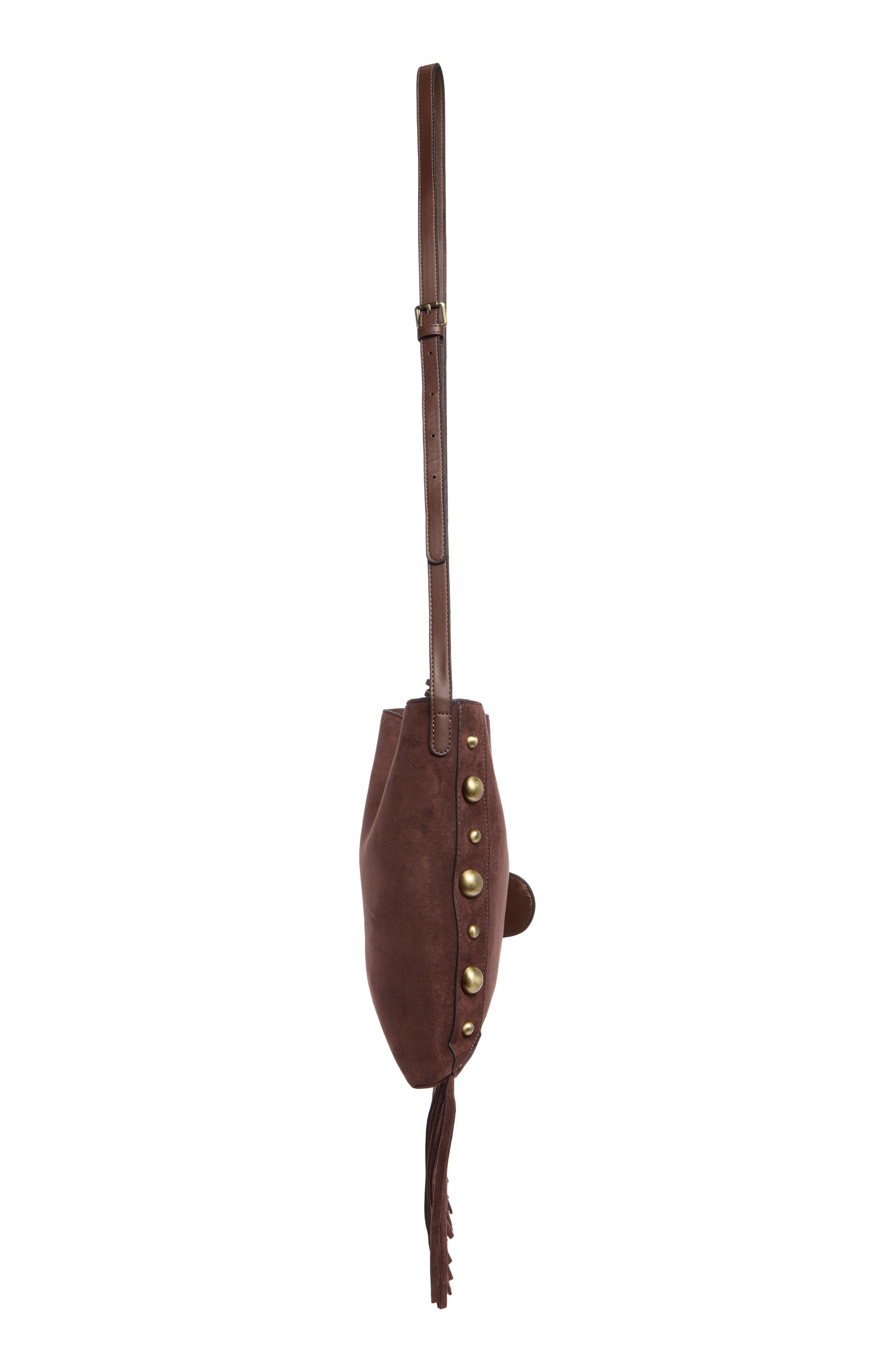 Fringe Faux Suede Crossbody Bag, Alternate, color, CHOCOLATE